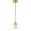 SAFAVIEH Lighting Collection Toronto Clear/Brass Adjustable Pendant Hanging Light Fixture, Ideal for Dining Room, Kitchen Island, Entryway (LED Bulb Included)