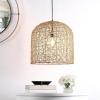 SAFAVIEH Lighting Collection Bianco Boho Coastal Tropical Natural Rattan 18-inch Pendant