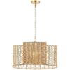 SAFAVIEH Lighting Collection Brynora Natural/Gold 4-Light Adjustable Pendant Chandelier Hanging Light Fixture, Ideal for Dining Room, Kitchen Island, Entryway (LED Bulbs Included)(Natural/Gold)