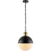 SAFAVIEH Lighting Collection Daylily Mid-Century Modern Black/Brass 13-inch Orb Pendant(Black/Brass)