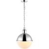 SAFAVIEH Lighting Collection Daylily Mid-Century Modern Black/Brass 13-inch Orb Pendant(Chrome)