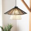 SAFAVIEH Lighting Collection GAVI Boho Raffia Adjustable Pendant Hanging Light Fixture, Ideal for Dining Room, Kitchen Island, Entryway (LED Bulb Included)