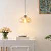 SAFAVIEH Lighting Collection Jorie Amber/Nickel Adjustable Pendant Hanging Light Fixture, Ideal for Dining Room, Kitchen Island, Entryway (LED Bulb Included)