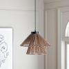 SAFAVIEH Lighting Collection Kaia Boho Brown Raffia Adjustable Pendant Hanging Light Fixture, Ideal for Dining Room, Kitchen Island, Entryway (LED Bulb Included)