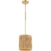 SAFAVIEH Lighting Collection Saija Natural/Gold Adjustable Pendant Hanging Light Fixture, Ideal for Dining Room, Kitchen Island, Entryway (LED Bulb Included)