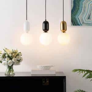 SAFAVIEH Lighting Collection Amagiri White/Black/Brass Gold Adjustable Pendant Set of 3 Hanging Light Fixture, Ideal for Dining Room, Kitchen Island, Entryway (LED Bulbs Included)