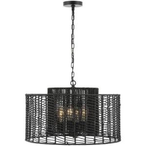 SAFAVIEH Lighting Collection Brynora Natural/Gold 4-Light Adjustable Pendant Chandelier Hanging Light Fixture, Ideal for Dining Room, Kitchen Island, Entryway (LED Bulbs Included)(Black)