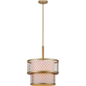 SAFAVIEH Lighting Collection Evie Farmhouse Antique Gold 17-inch Diameter Adjustable Pendant Light Fixture (LED Bulbs Included)