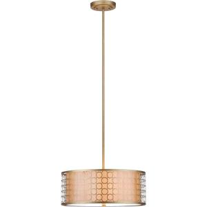 SAFAVIEH Lighting Collection Giotta Farmhouse Antique Gold 18-inch Diameter Adjustable Pendant Light Fixture (LED Bulbs Included)