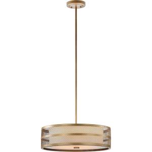SAFAVIEH Lighting Collection Greta Veil Antique Gold 20-inch Diameter Adjustable Drum Pendant Light Fixture (LED Bulbs Included)
