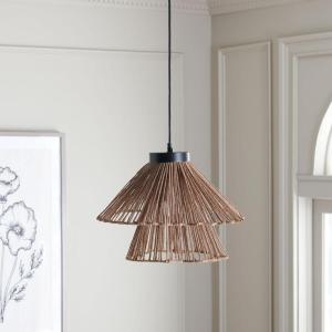 SAFAVIEH Lighting Collection Kaia Boho Brown Raffia Adjustable Pendant Hanging Light Fixture, Ideal for Dining Room, Kitchen Island, Entryway (LED Bulb Included)