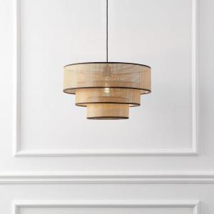 SAFAVIEH Lighting Collection Malya Brown & Natural Faux Rattan Tiered Adjustable Pendant Hanging Light Fixture (LED Bulb Included)(Brown/Natural)