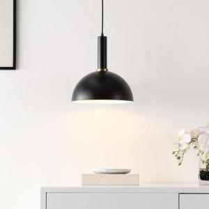 SAFAVIEH Lighting Collection Montecito Black/Brass Gold Adjustable Pendant Hanging Light Fixture, Ideal for Dining Room, Kitchen Island, Entryway (LED Bulb Included)
