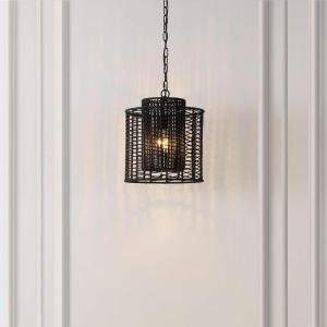 SAFAVIEH Lighting Collection Ryoa Natural/Gold Adjustable Pendant Hanging Light Fixture, Ideal for Dining Room, Kitchen Island, Entryway (LED Bulb Included)(Black)
