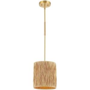 SAFAVIEH Lighting Collection Saija Natural/Gold Adjustable Pendant Hanging Light Fixture, Ideal for Dining Room, Kitchen Island, Entryway (LED Bulb Included)