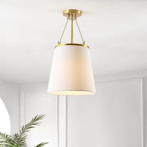 SAFAVIEH Lighting Collection Valor Contemporary Gold/White 12-inch Pendant