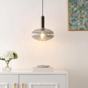 SAFAVIEH Lighting Collection Zeon Smoke Grey/Black Adjustable Pendant Hanging Light Fixture, Ideal for Dining Room, Kitchen Island, Entryway (LED Bulb Included)