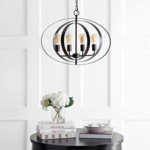 SAFAVIEH PND4047A Killian Adjustable Dark Grey 4-Light (LED Bulbs Included) Pendant