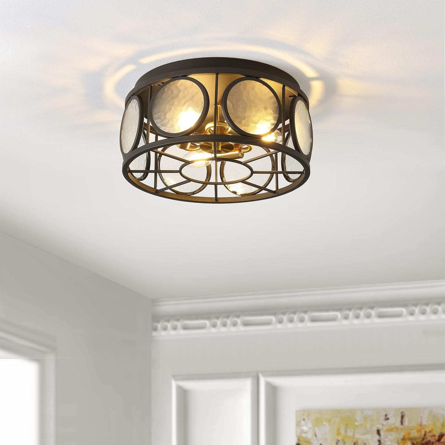 image:imageSAFAVIEH Lighting Collection Ander Black Flush Mount LED Bulbs Included