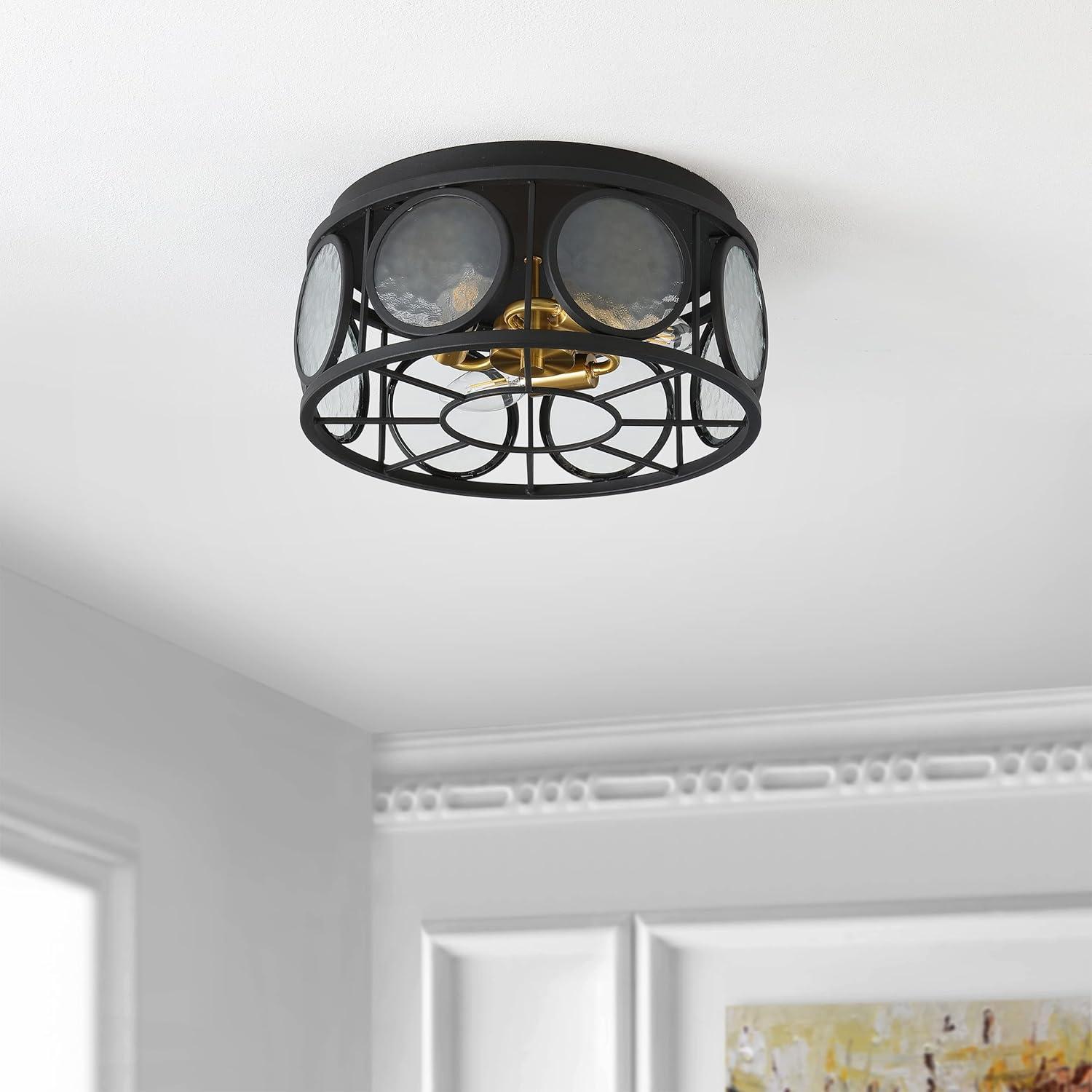 image:imageSAFAVIEH Lighting Collection Ander Black Flush Mount LED Bulbs Included
