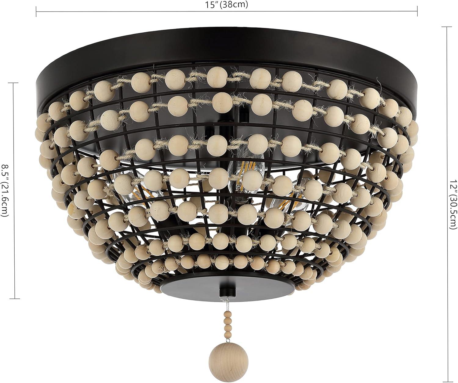 image:imageSAFAVIEH Lighting Collection Bolson Modern Boho BronzeNatural Flush Mount LED Bulbs Included