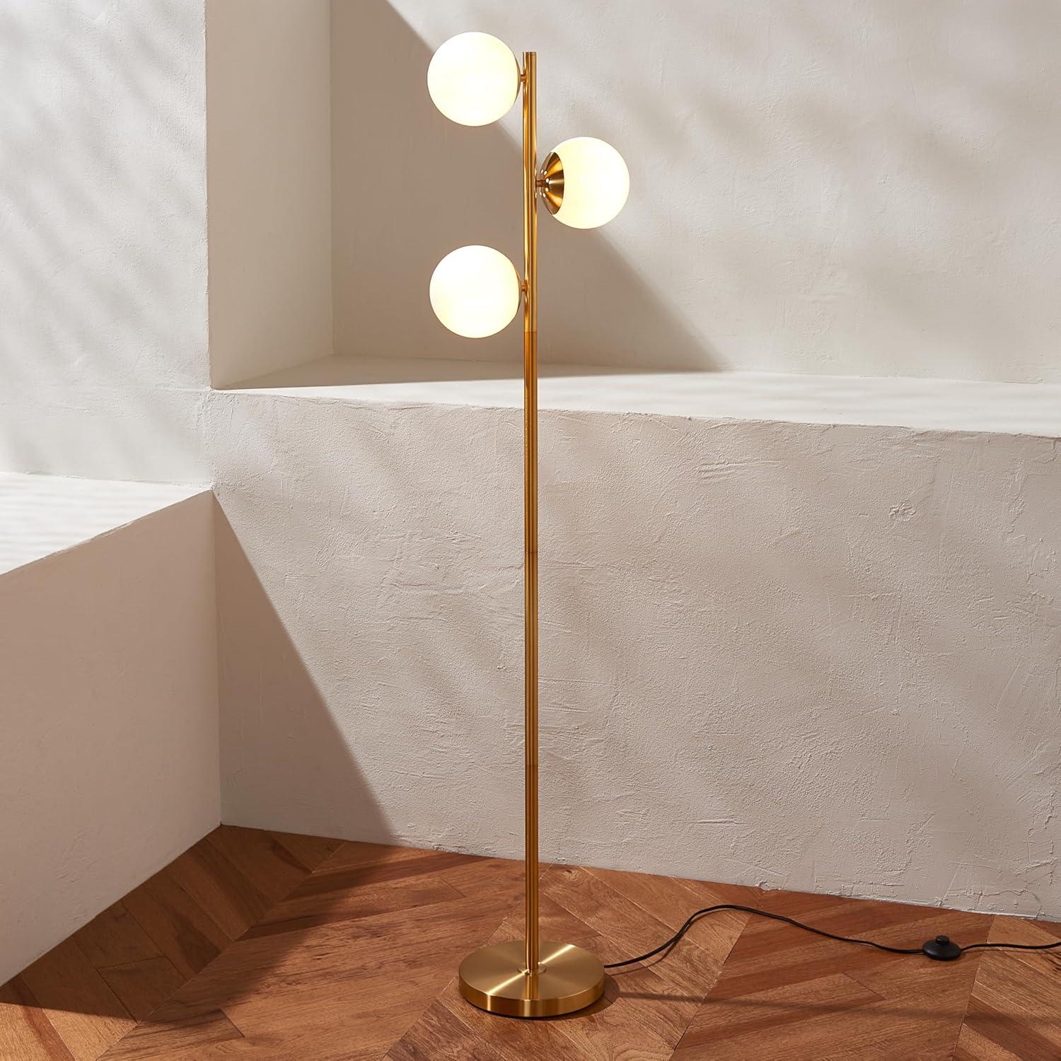 image:imageSAFAVIEH Lighting Collection Devlyn MidCentury Modern Gold 63inch 3Light Floor Lamp