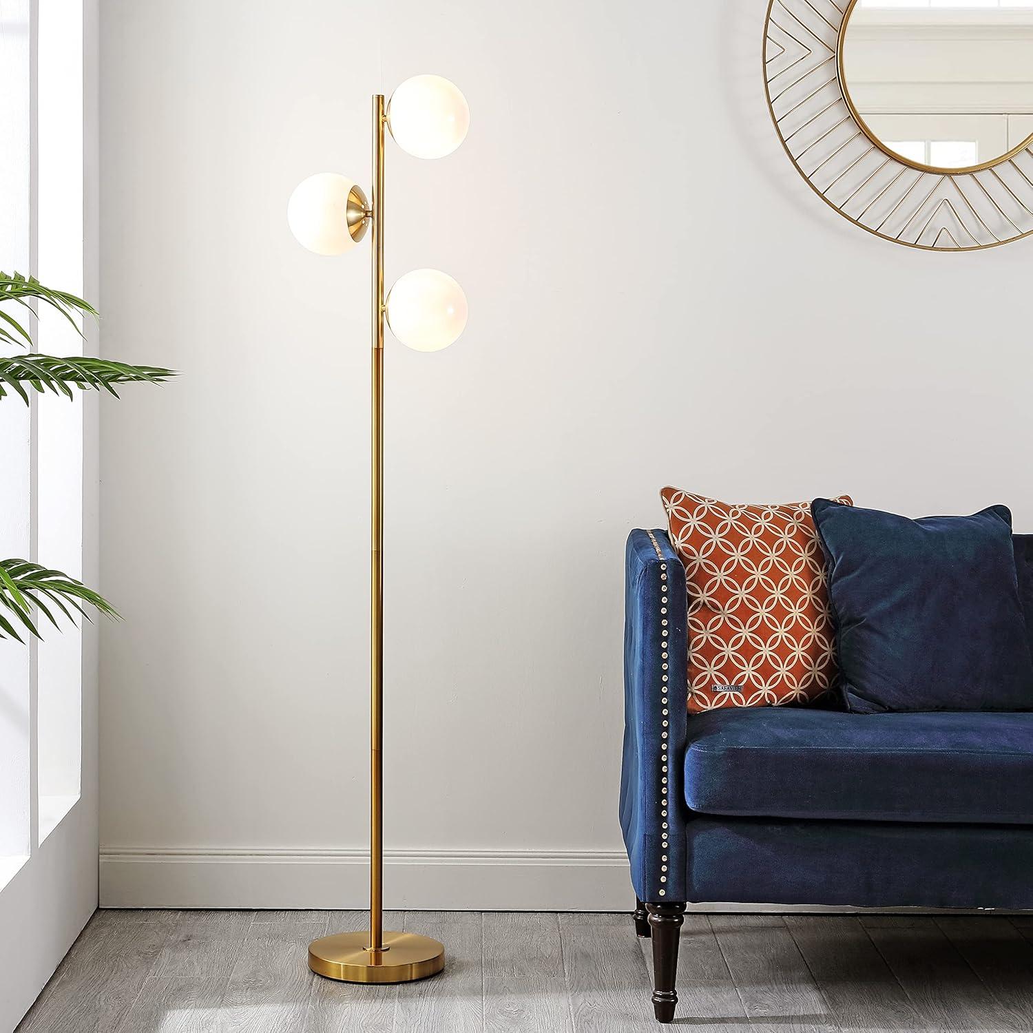 image:imageSAFAVIEH Lighting Collection Devlyn MidCentury Modern Gold 63inch 3Light Floor Lamp