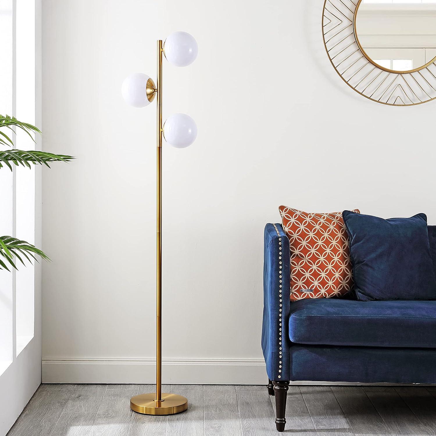 image:imageSAFAVIEH Lighting Collection Devlyn MidCentury Modern Gold 63inch 3Light Floor Lamp