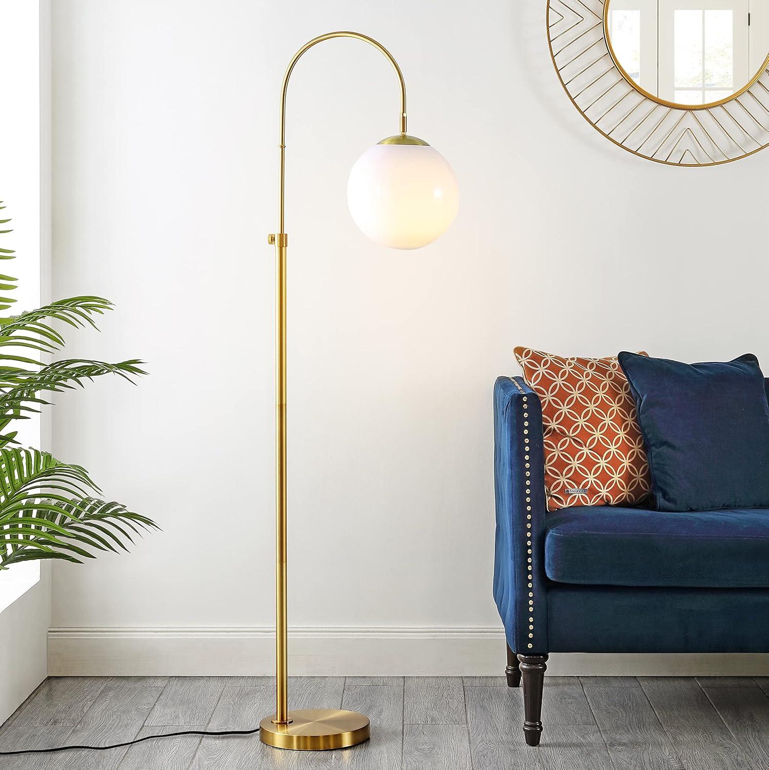 image:imageSAFAVIEH Lighting Collection Hamil MidCentury Modern WhiteGold 62inch Adjustable Arched Floor Lamp