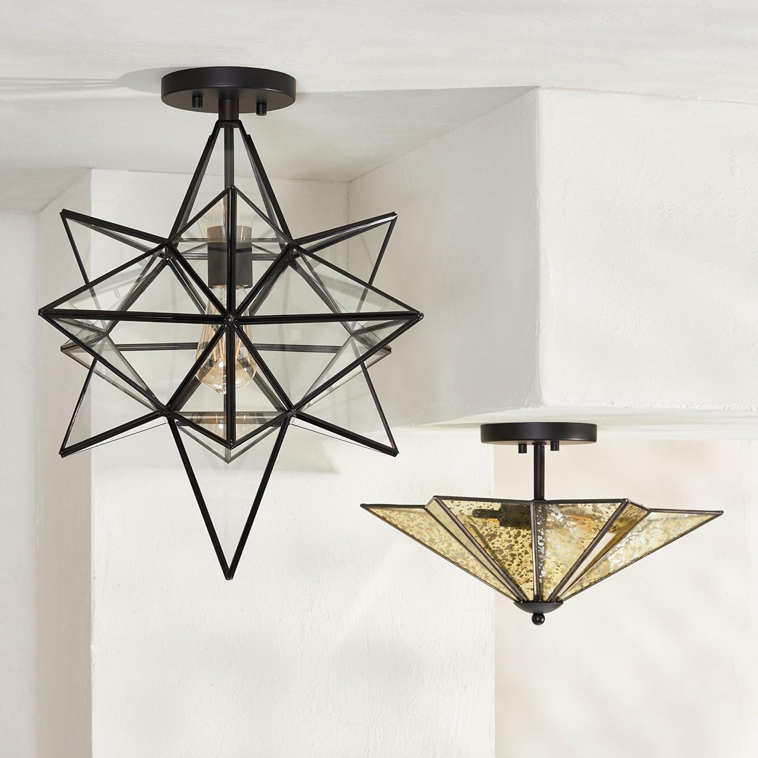 image:imageSAFAVIEH Lighting Collection Haruna Brass Flush Mount LED Bulbs IncludedBlack