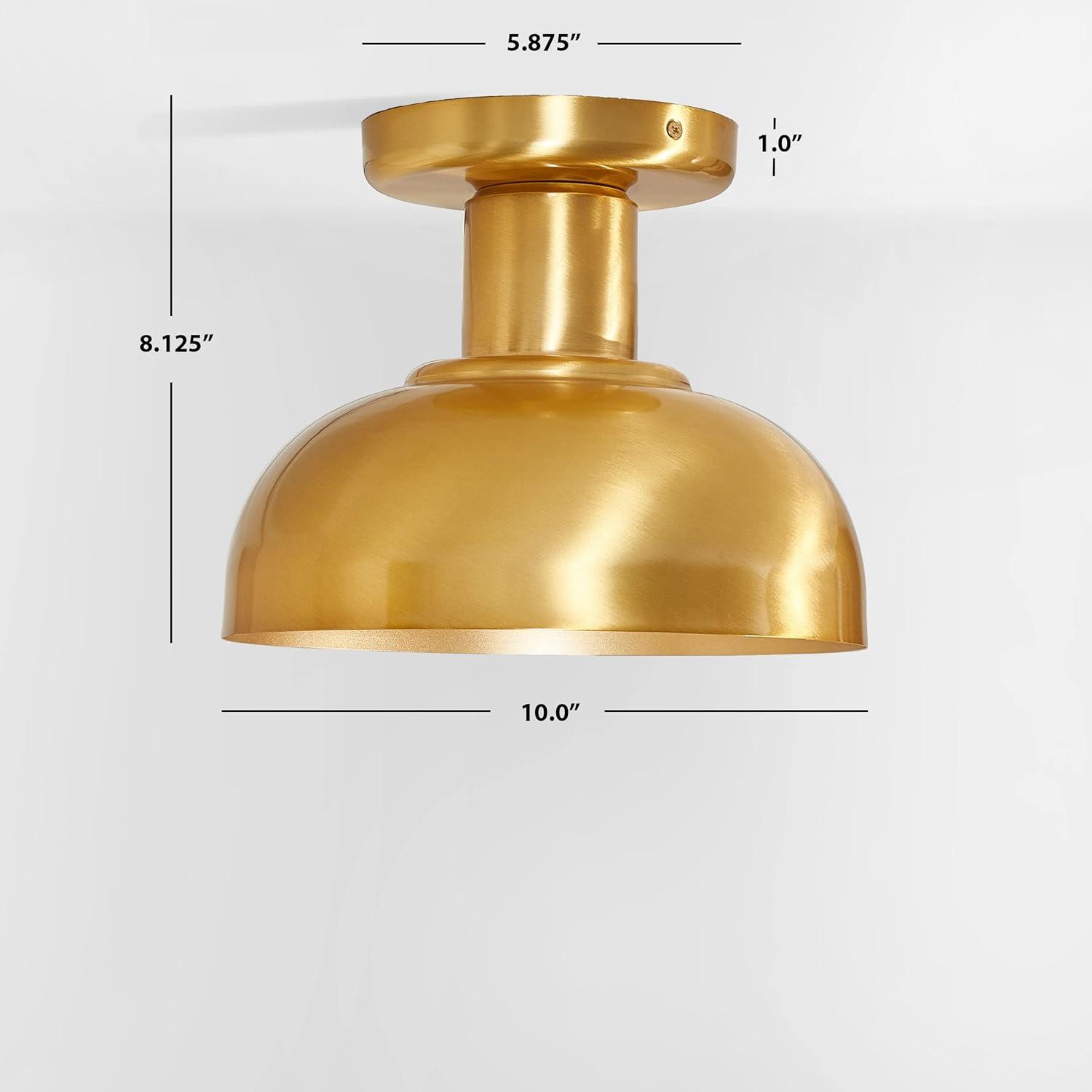 image:imageSAFAVIEH Lighting Collection Helm Chrome Flush Mount LED Bulbs IncludedBrass