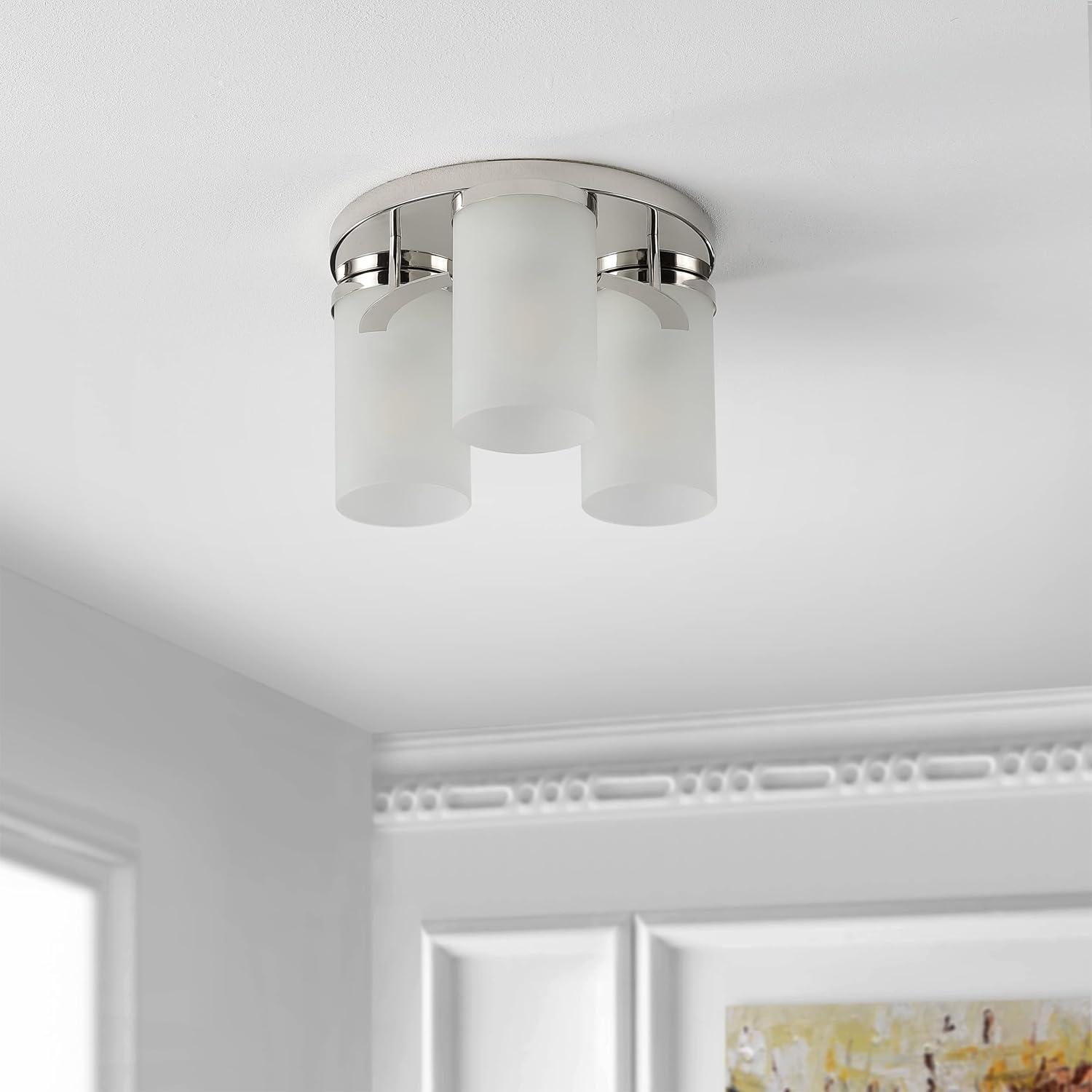image:imageSAFAVIEH Lighting Collection Jeffra Nickel Flush Mount LED Bulbs IncludedNickle
