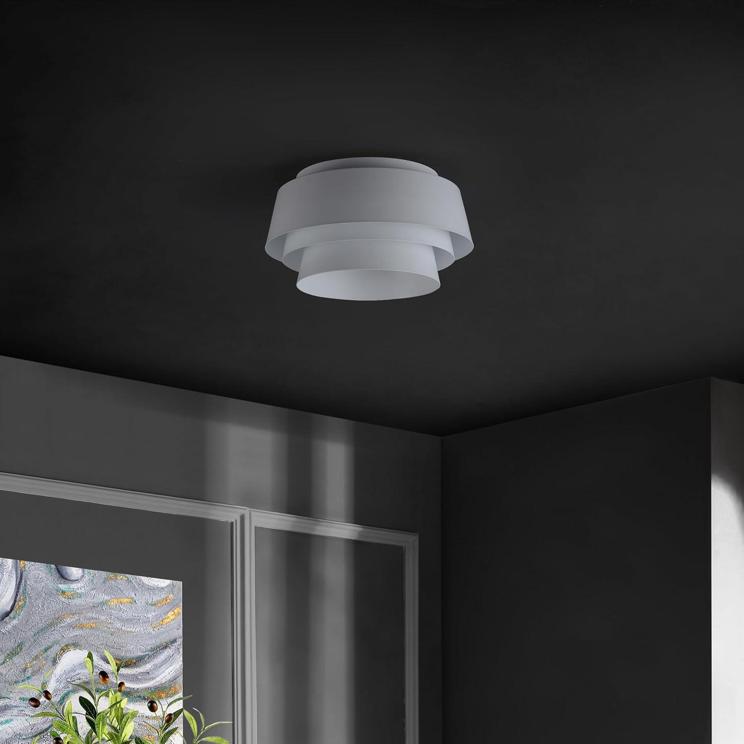 image:imageSAFAVIEH Lighting Collection Soraya White 3light 14inch Layered Flush Mount LED Bulbs Included