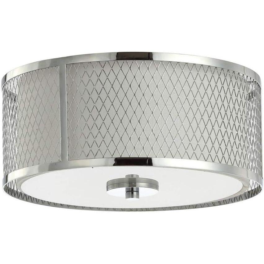 image:imageSAFAVIEH FLU4031A Braydon Chrome and White 2Light LED Bulbs Included Flush Mount