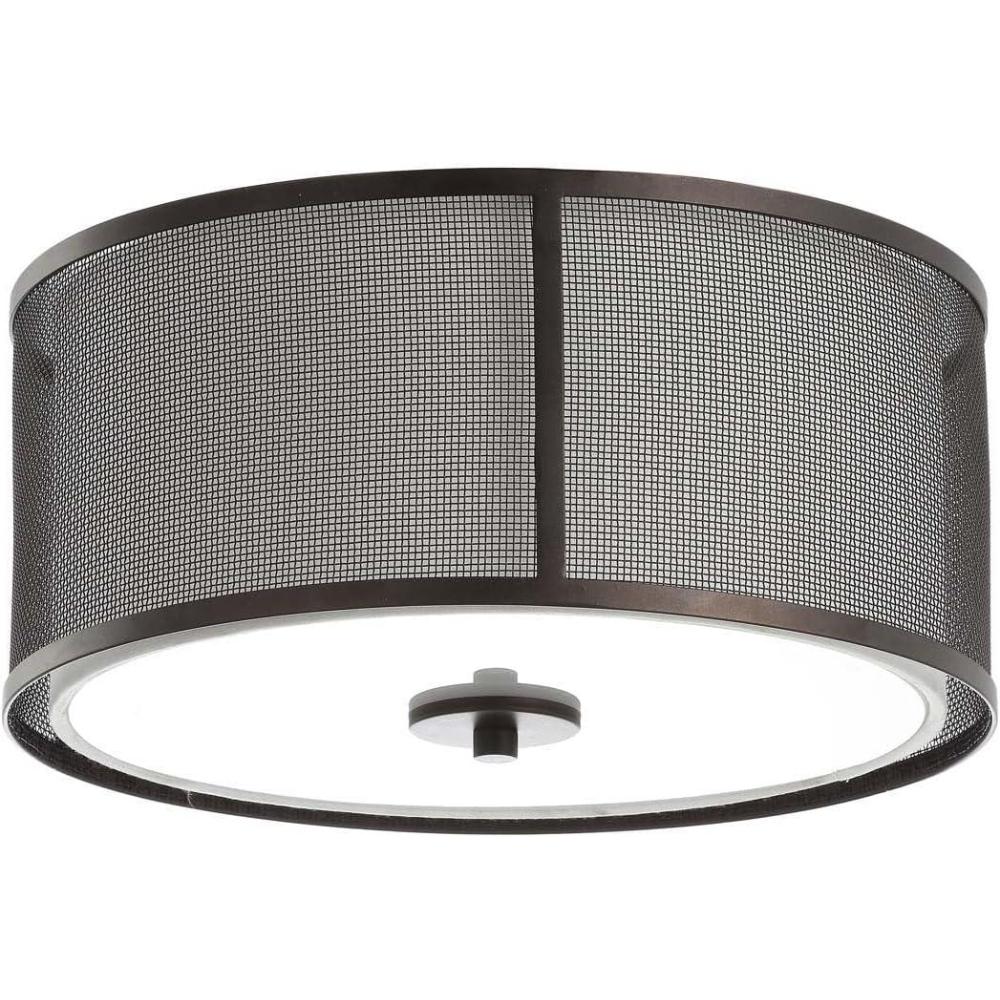 image:imageSAFAVIEH FLU4035A Layne Dark Grey and White 2Light LED Bulbs Included Flush Mount