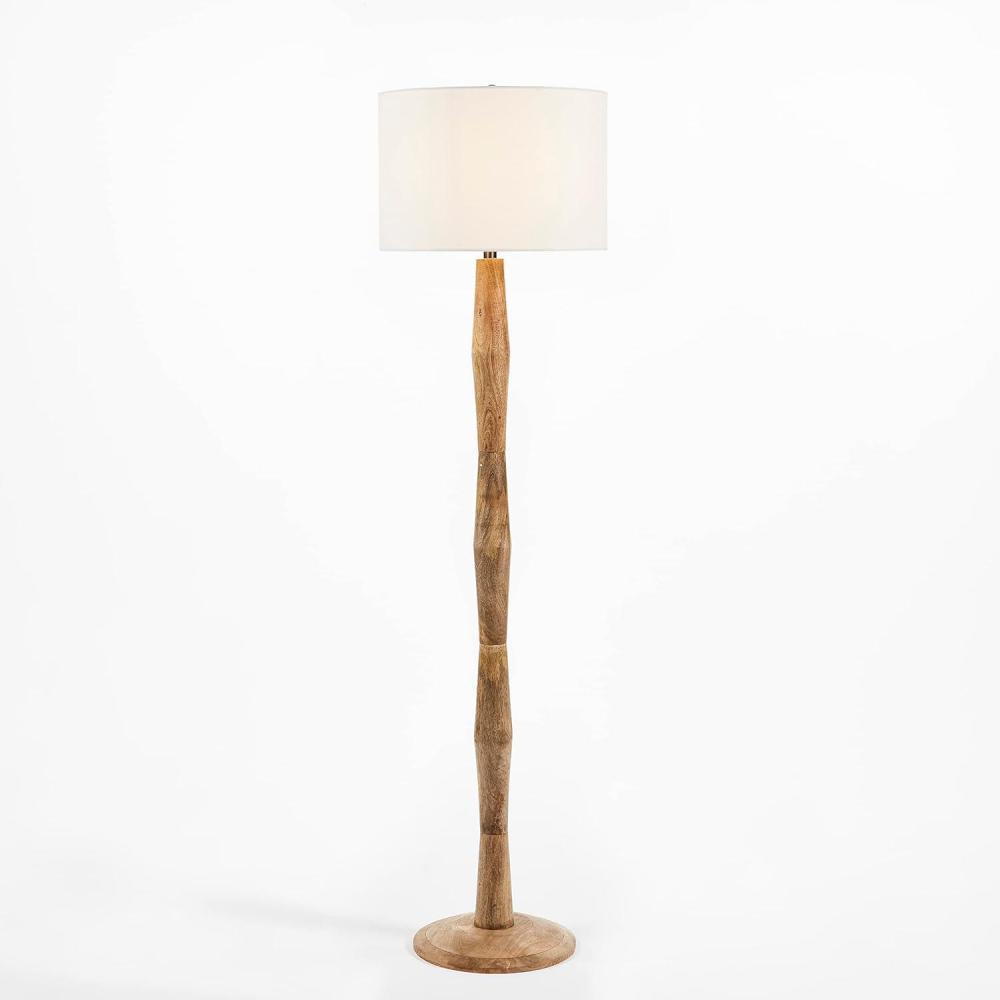 image:imageSAFAVIEH Lighting Collection Brodie Farmhouse Coastal Natural Wood 60inch Floor Lamp LED Bulb Included