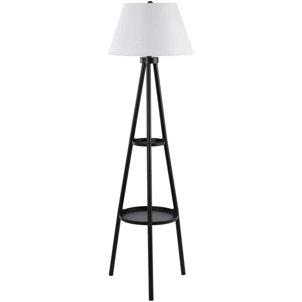 image:imageSAFAVIEH Lighting Collection Dorea Modern Black 63inch Double Tray Table Tripod Floor Lamp LED Bulb Included