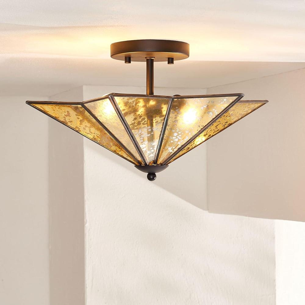 image:imageSAFAVIEH Lighting Collection Haruna Brass Flush Mount LED Bulbs IncludedBlack