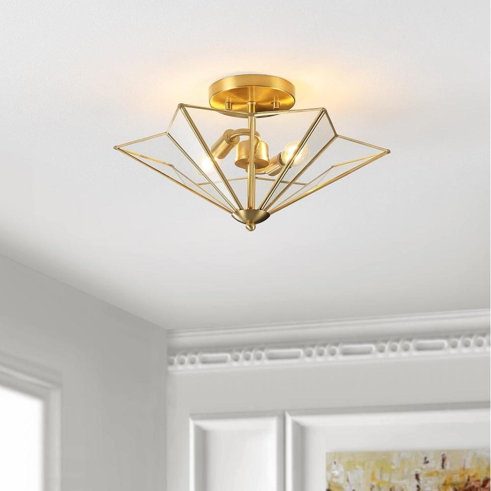image:imageSAFAVIEH Lighting Collection Haruna Brass Flush Mount LED Bulbs IncludedBrass