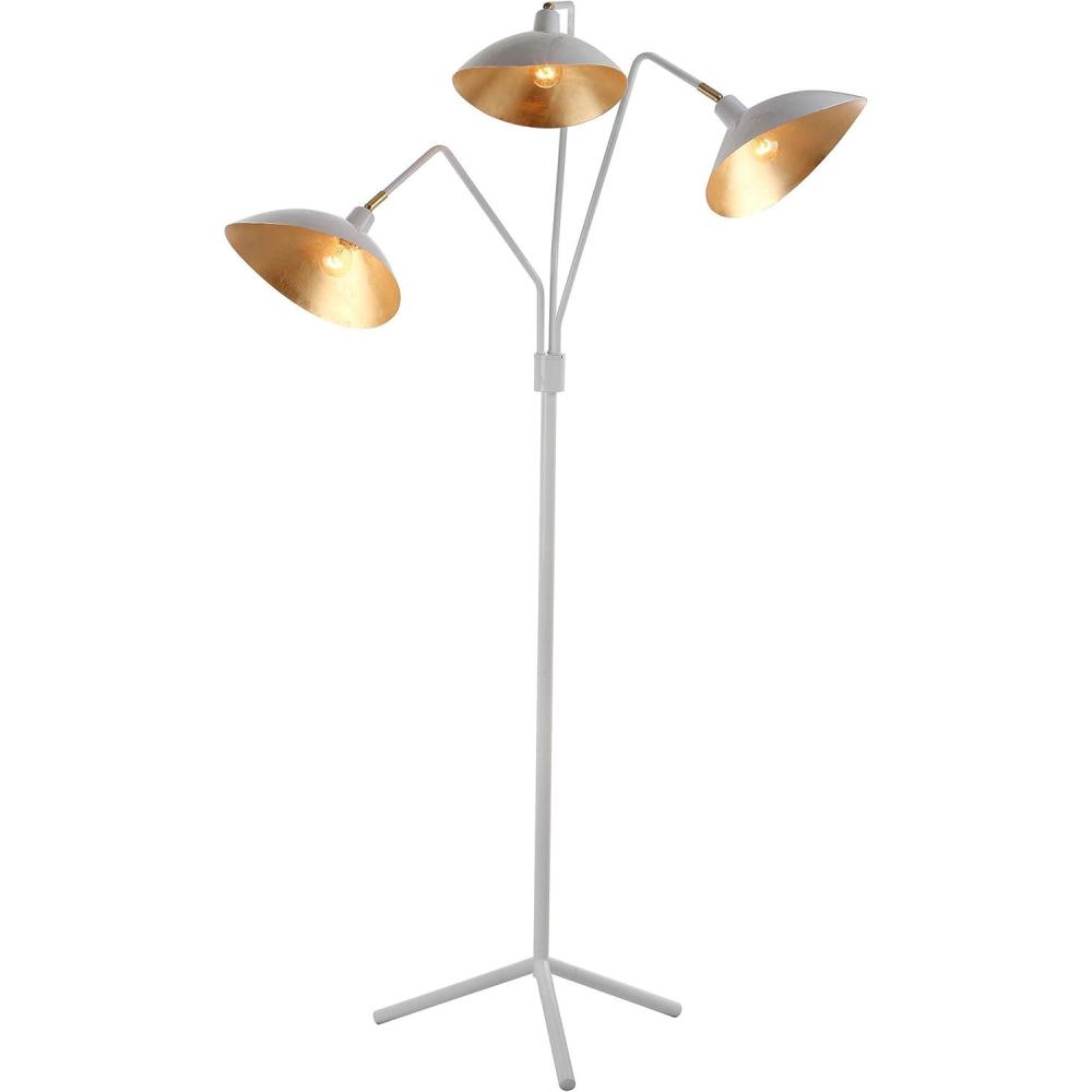 image:imageSAFAVIEH Lighting Collection Iris MidCentury Modern Contemporary Retro Black Gold 70inch Living Room Bedroom Home Office Standing Floor Lamp LED Bulb IncludedWhite  Gold