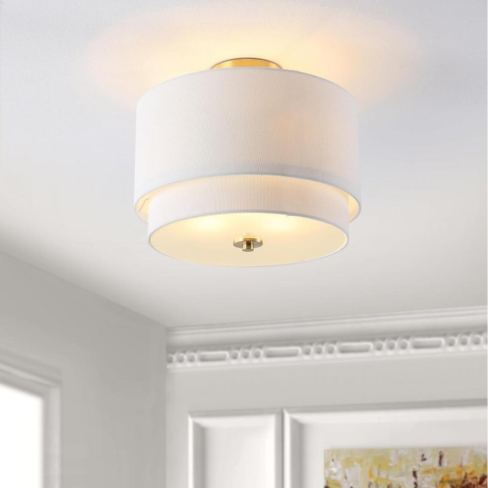 image:imageSAFAVIEH Lighting Collection Laconia WhiteGold Flush Mount LED Bulbs Included