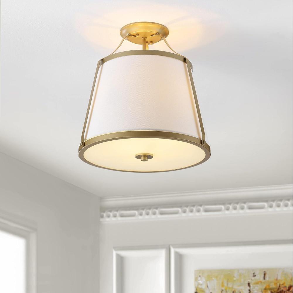 image:imageSAFAVIEH Lighting Collection Lanis WhiteGold Flush Mount LED Bulbs Included