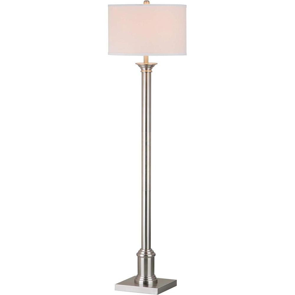 image:imageSAFAVIEH Lighting Collection Livia Modern Farmhouse Nickel 60inch Living Room Bedroom Home Office Standing Floor Lamp LED Bulb Included