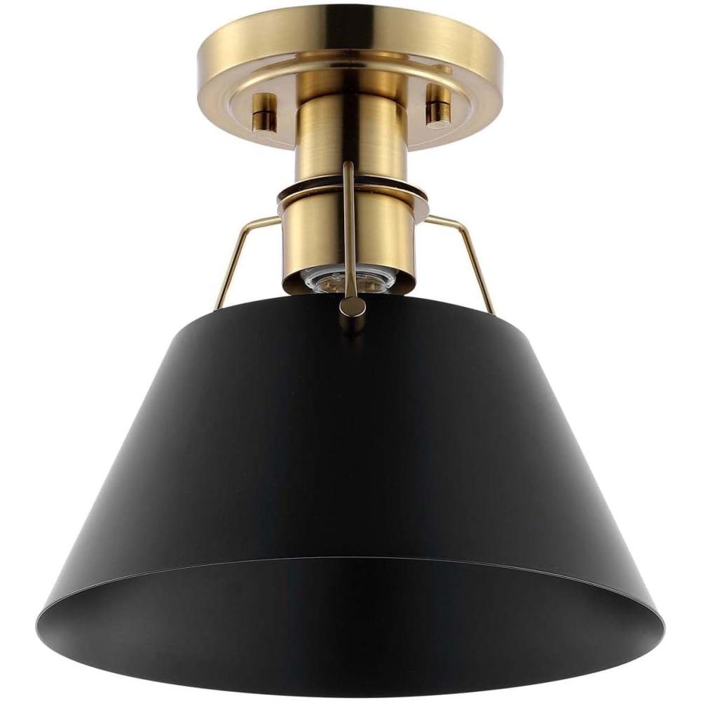 image:imageSAFAVIEH Lighting Collection Mazelle Industrial Farmhouse BlackBrass Flush Mount LED Bulbs Included