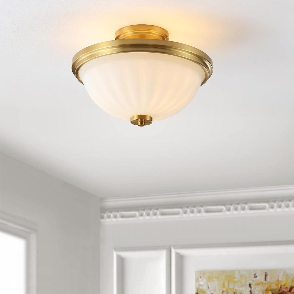 image:imageSAFAVIEH Lighting Collection Okami Brass Flush Mount LED Bulbs Included