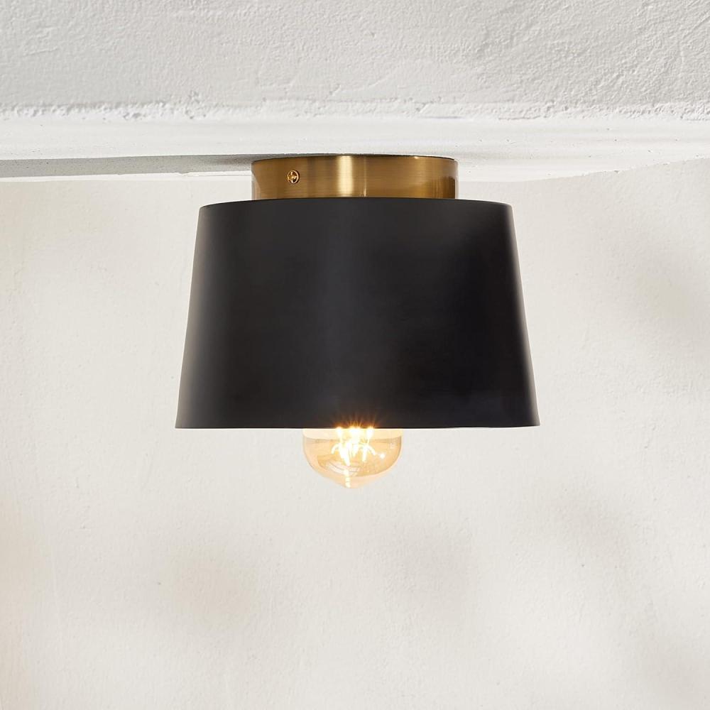 image:imageSAFAVIEH Lighting Collection Parkes Modern BlackBrass Flush Mount LED Bulbs Included