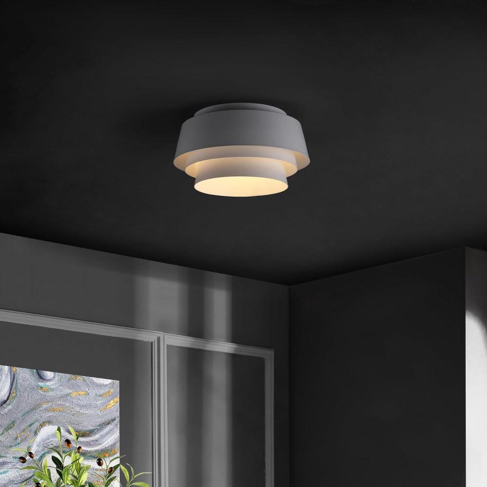 image:imageSAFAVIEH Lighting Collection Soraya White 3light 14inch Layered Flush Mount LED Bulbs Included