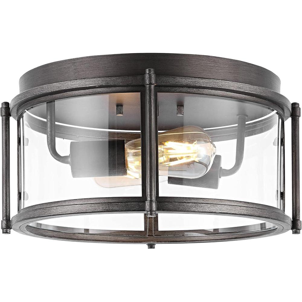 image:imageSAFAVIEH Lighting Collection Tiller Antique Silver Flush Mount LED Bulbs Included