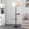 SAFAVIEH FLL4076A Lighting Kelsen 2-Shelf Matte Black 63-inch (LED Bulb Included) Floor Lamp