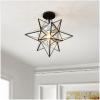 SAFAVIEH Lighting Collection Abrielle Art Deco Geometric Nickel Flush Mount (LED Bulbs Included)(Black)